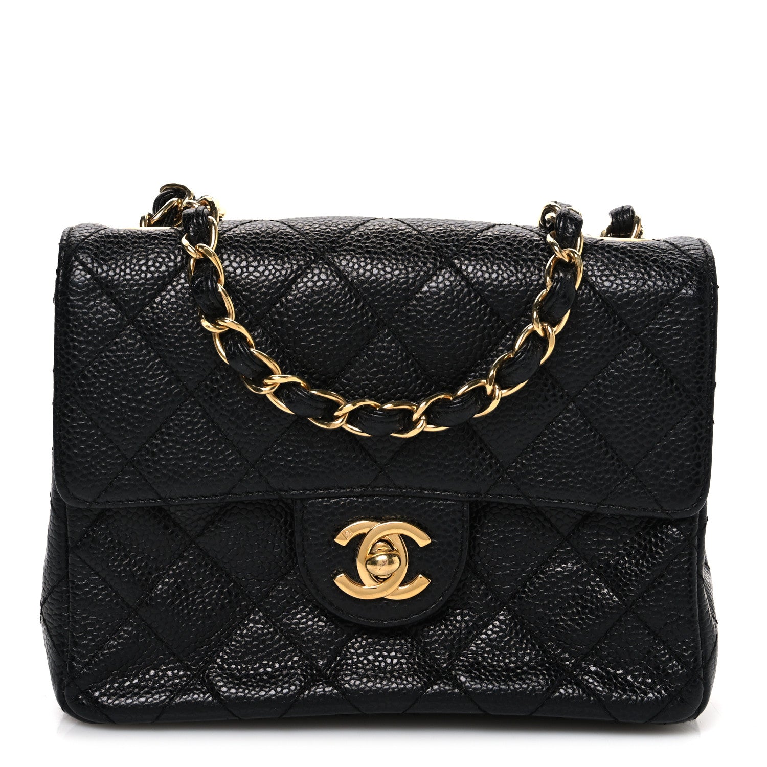 Caviar Quilted Mini Square Flap Black