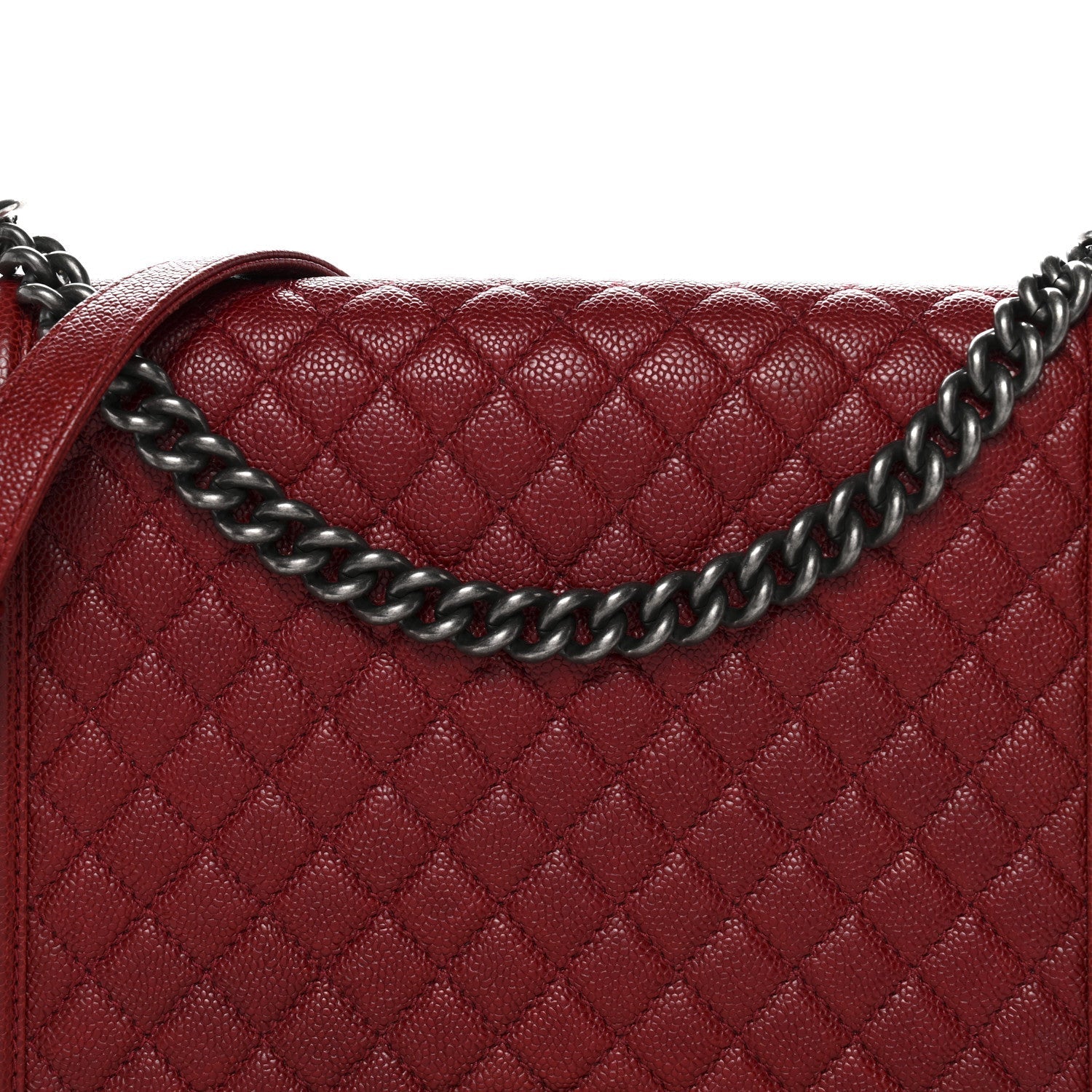 Caviar Quilted Large Boy Flap Dark Red