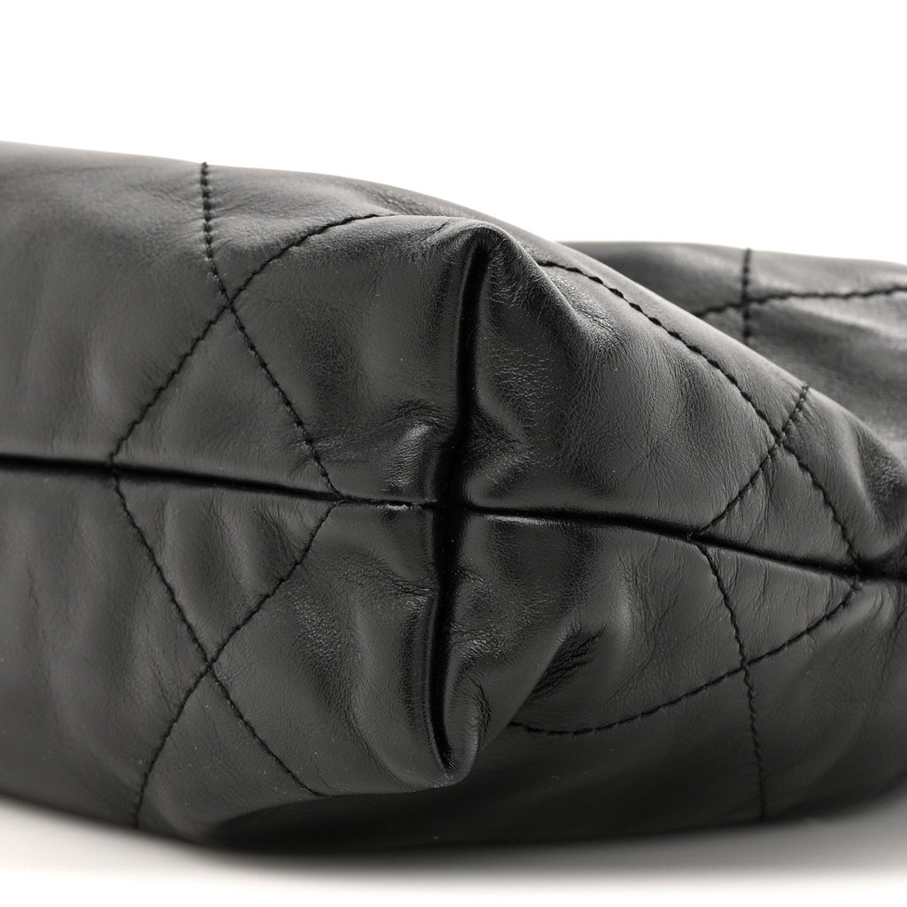 Shiny Calfskin Quilted Mini Chanel 22 Black