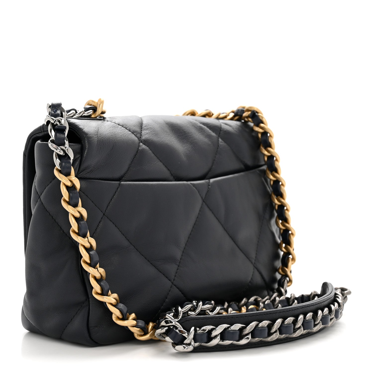 Goatskin Quilted Medium Chanel 19 Flap Navy Blue