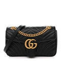 Calfskin Matelasse Small GG Marmont Shoulder Bag Black