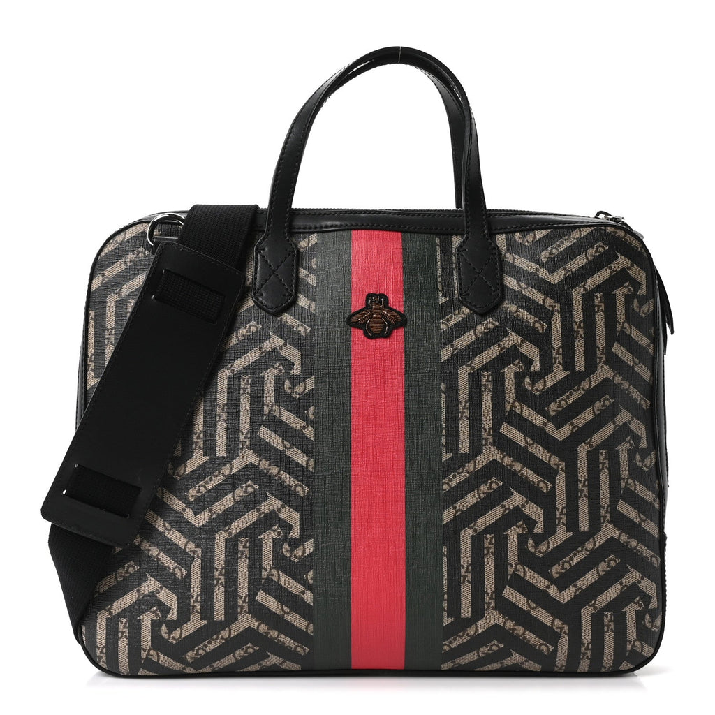 GG Supreme Monogram Caleido Web Briefcase Black