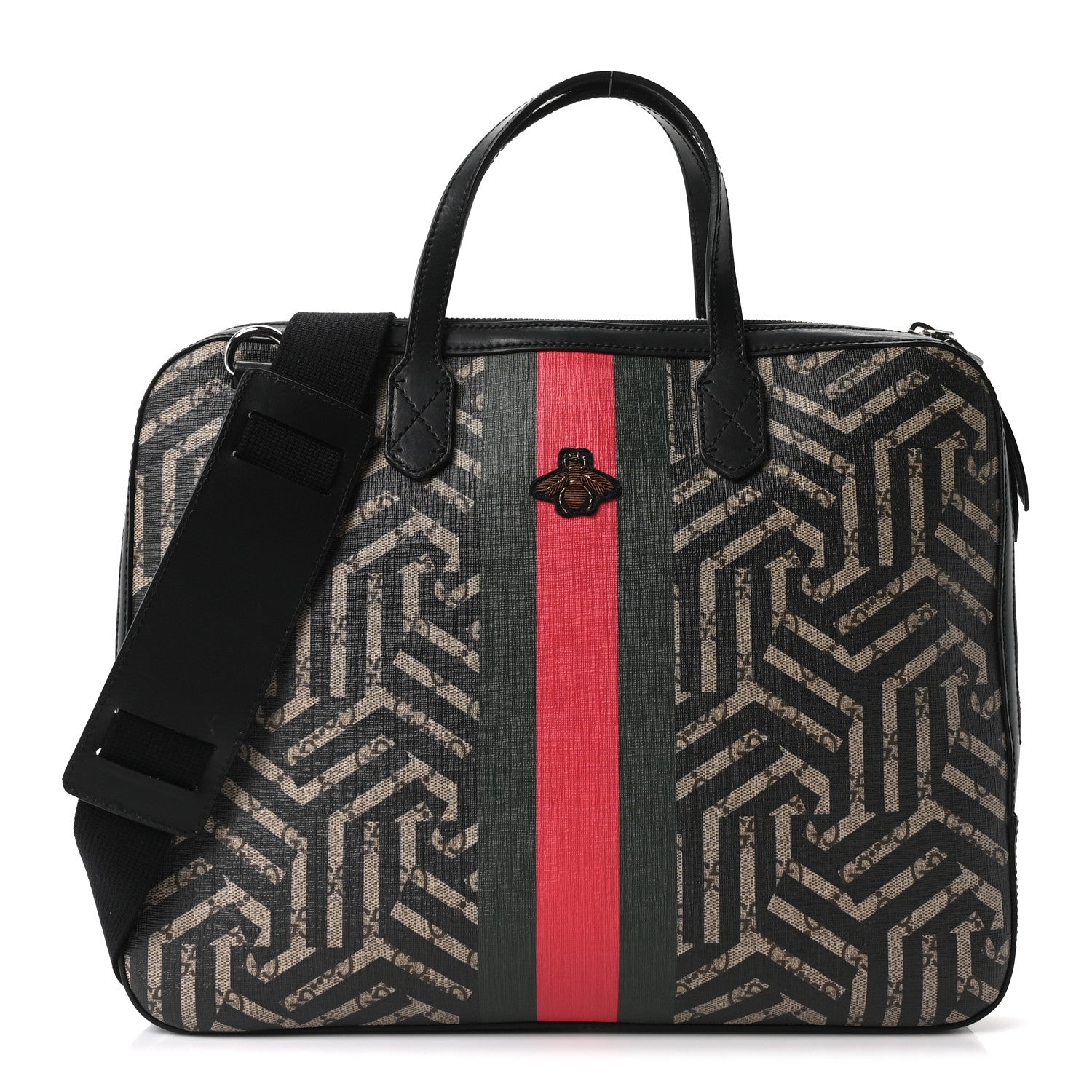 GG Supreme Monogram Caleido Web Briefcase Black