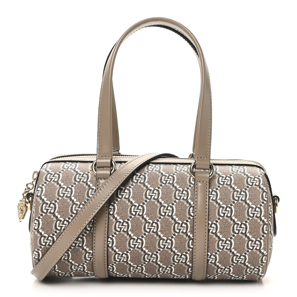 GG Shadow Monogram Ophidia Top Handle Bowler Bag Taupe