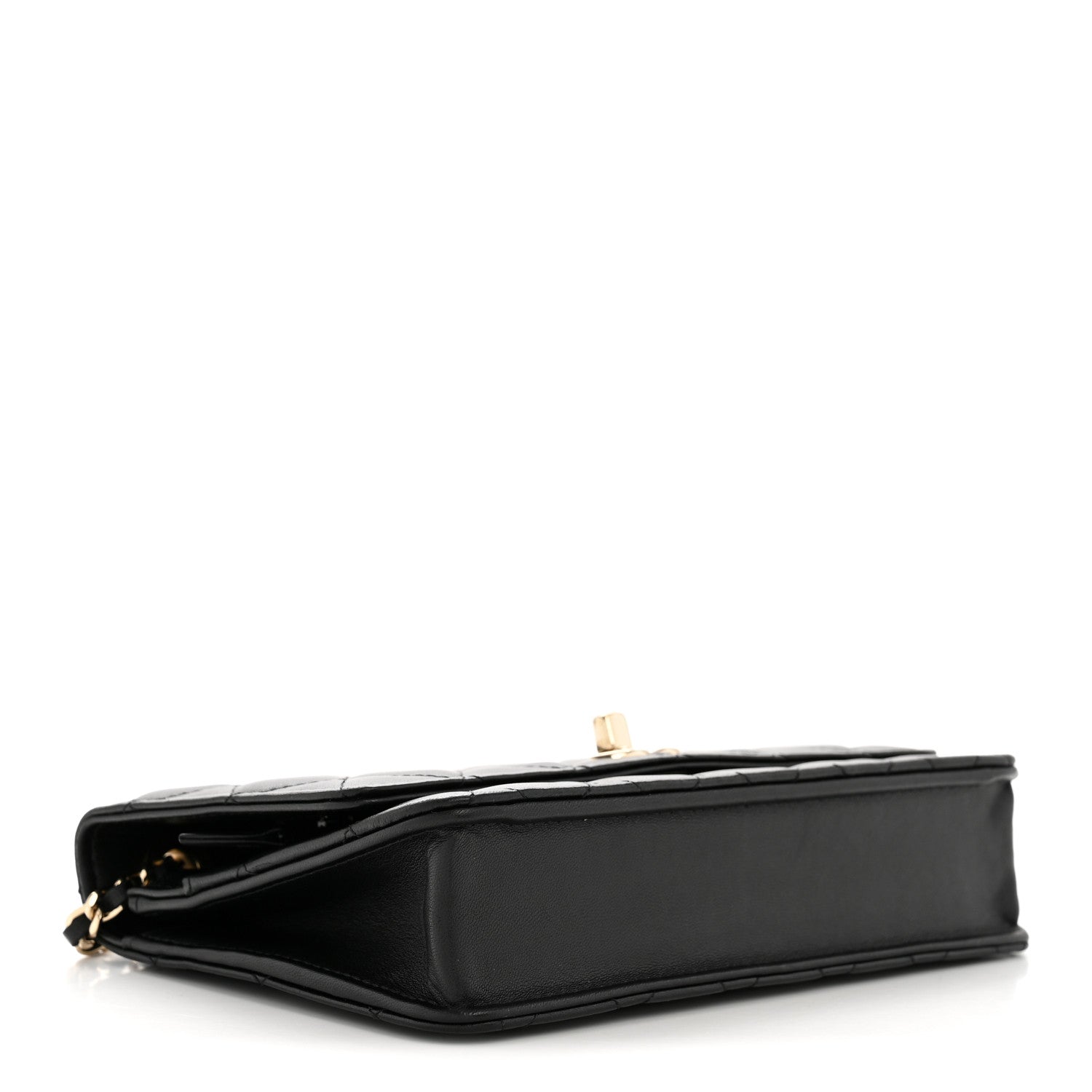 Lambskin Quilted Trendy CC Wallet On Chain WOC Black