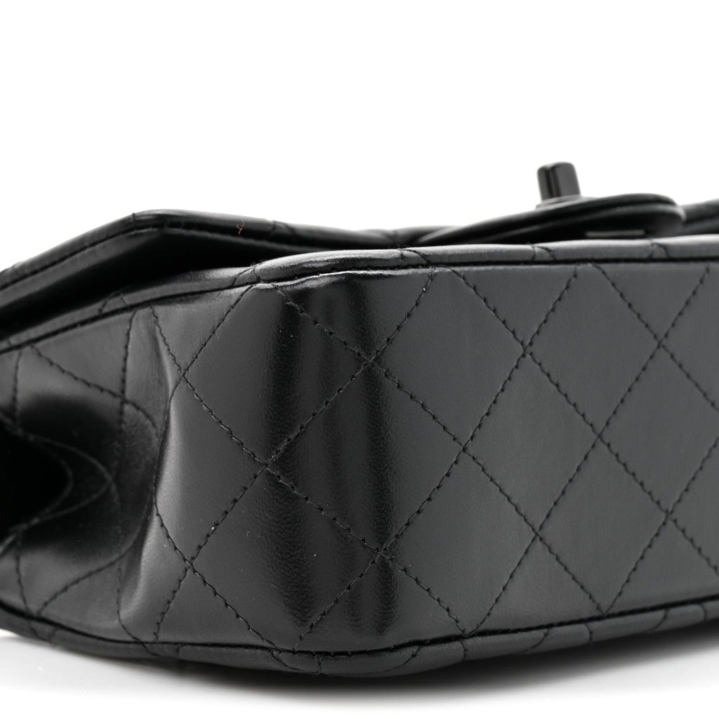 Lambskin Quilted Mini Top Handle Rectangular Flap So Black