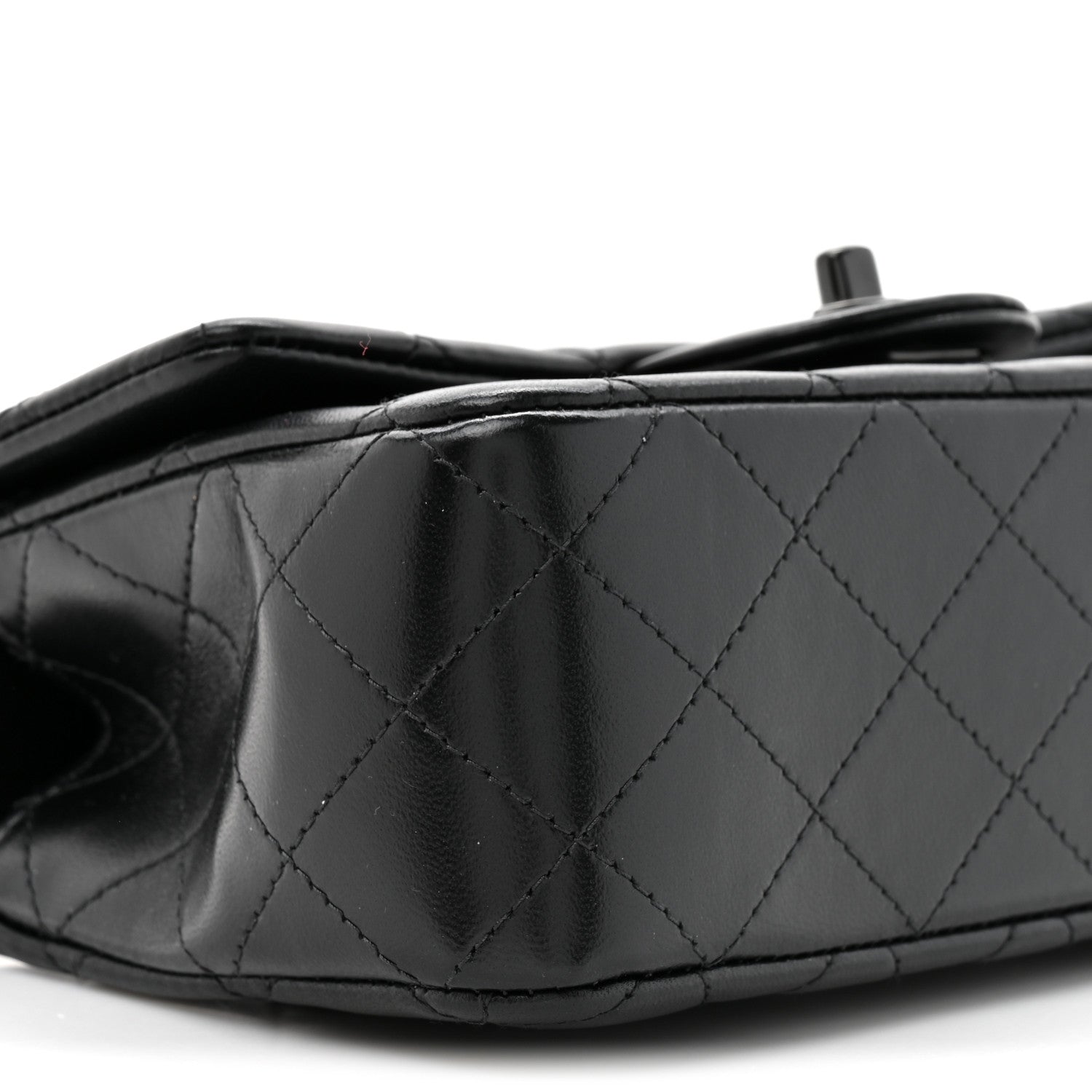 Lambskin Quilted Mini Top Handle Rectangular Flap So Black