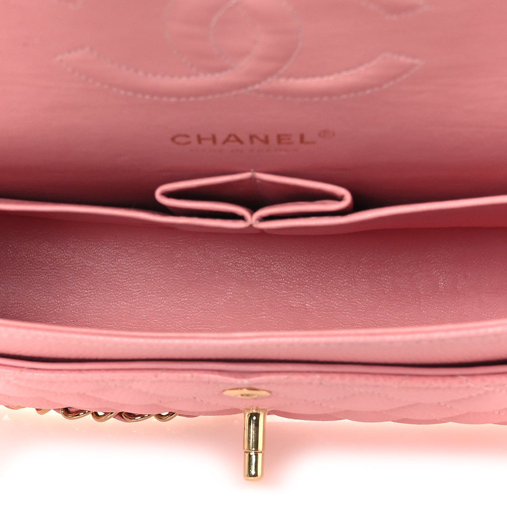 Caviar Quilted Medium Double Flap Pink