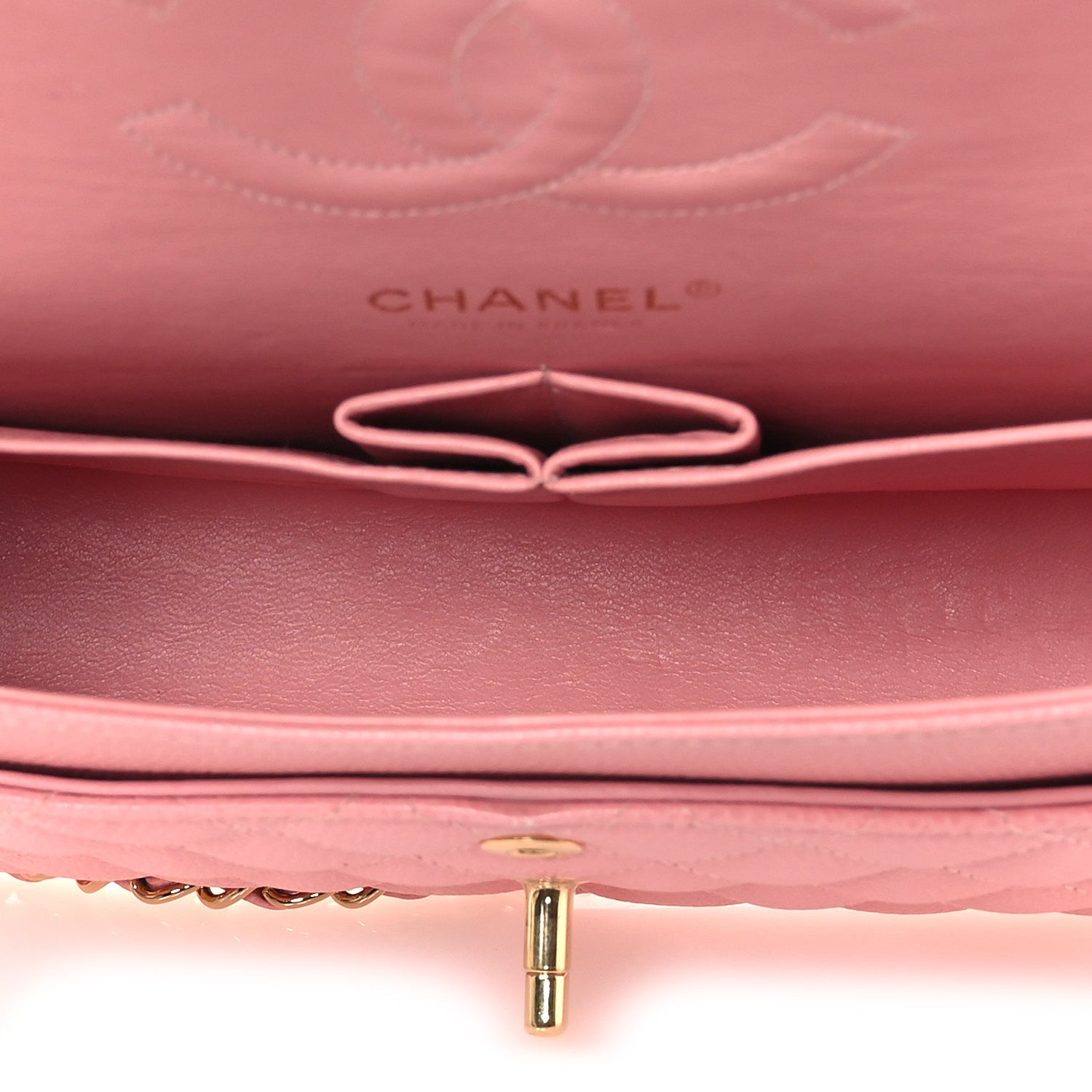 Caviar Quilted Medium Double Flap Pink