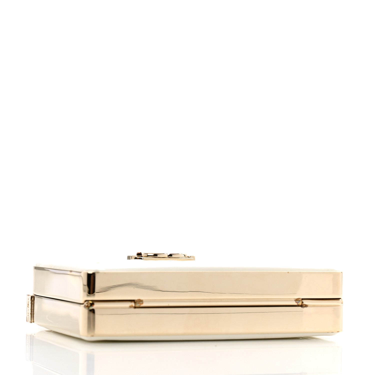 Patent Calfskin Boy Minaudiere White
