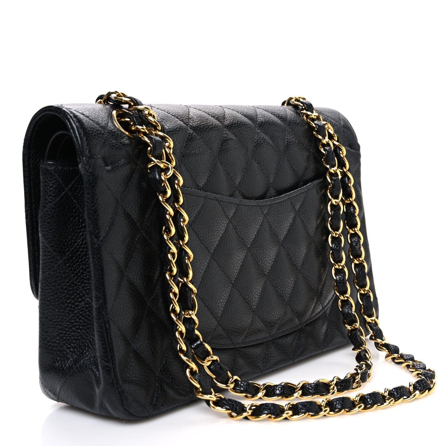 Caviar Quilted Medium Double Flap Black