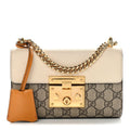 GG Supreme Monogram Calfskin Small Padlock Shoulder Bag Beige Mystic White Sun Oil