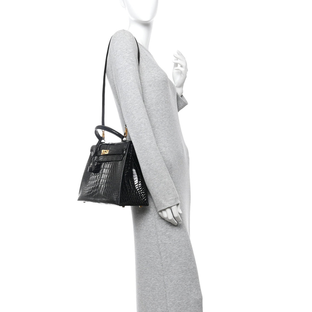 Shiny Alligator Kelly Sellier 32 Black