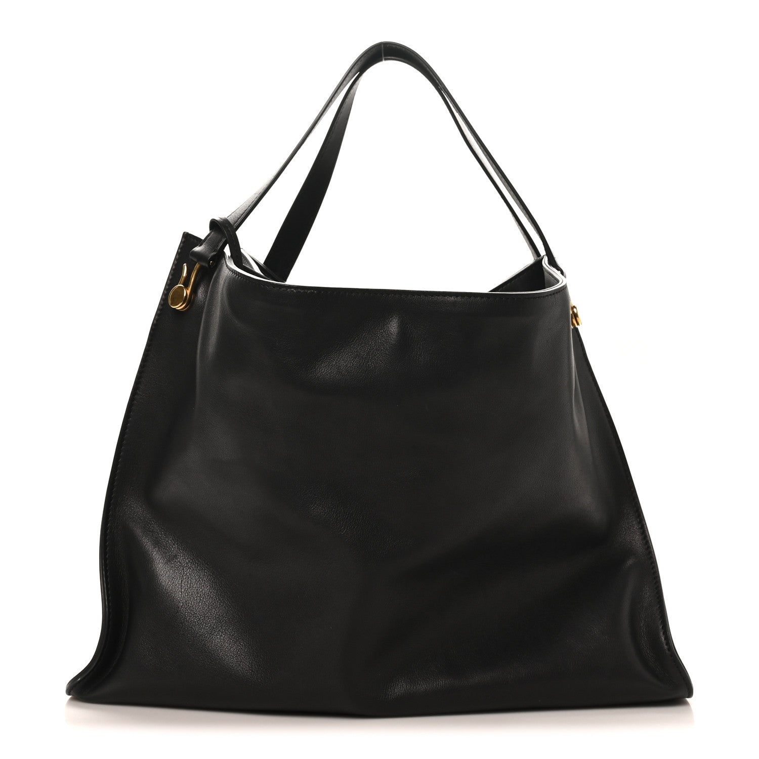 Polished Saddle Calfskin Alexia Bag Black