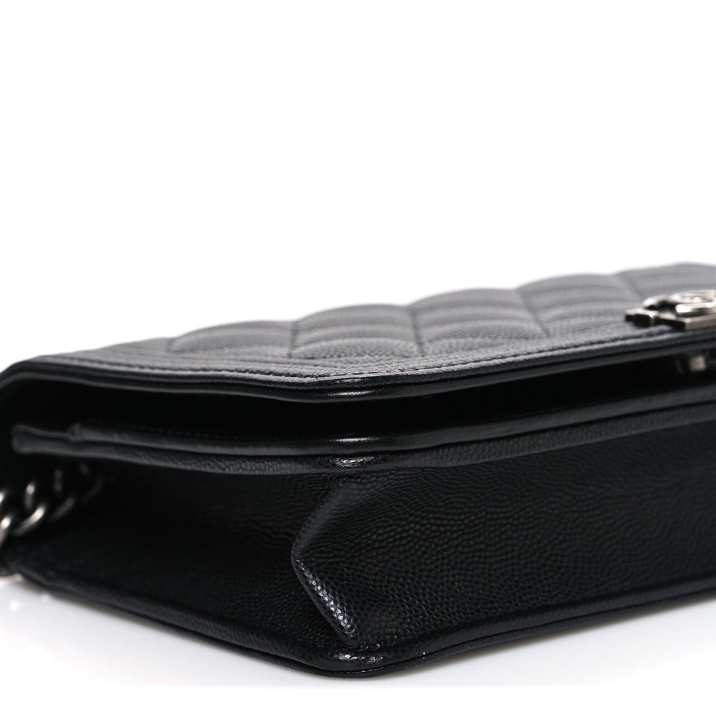 Caviar Quilted Boy Wallet On Chain WOC Black