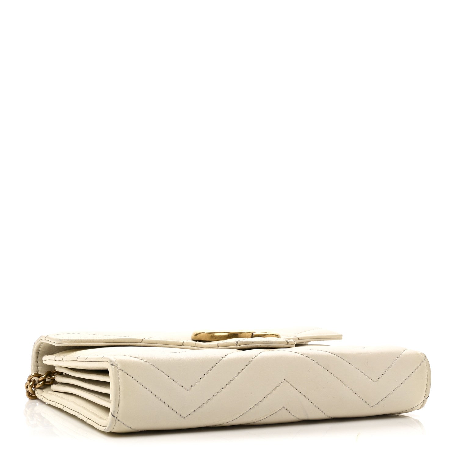 Calfskin Matelasse GG Marmont Chain Wallet Mystic White