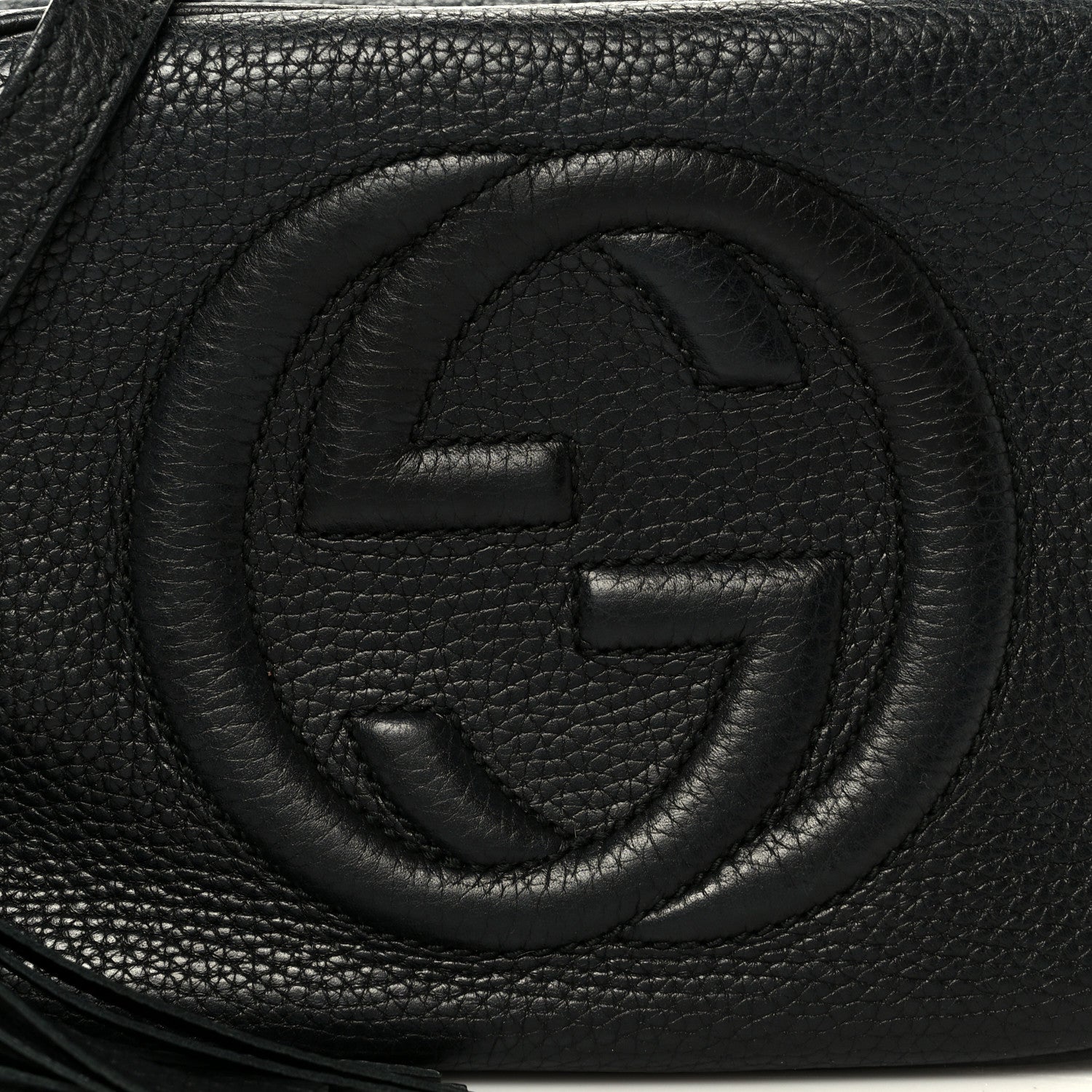 Pebbled Calfskin Small Soho Disco Bag Black
