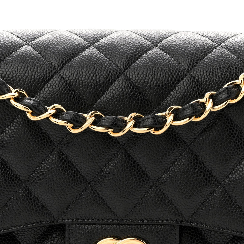 Caviar Quilted Jumbo Double Flap Black