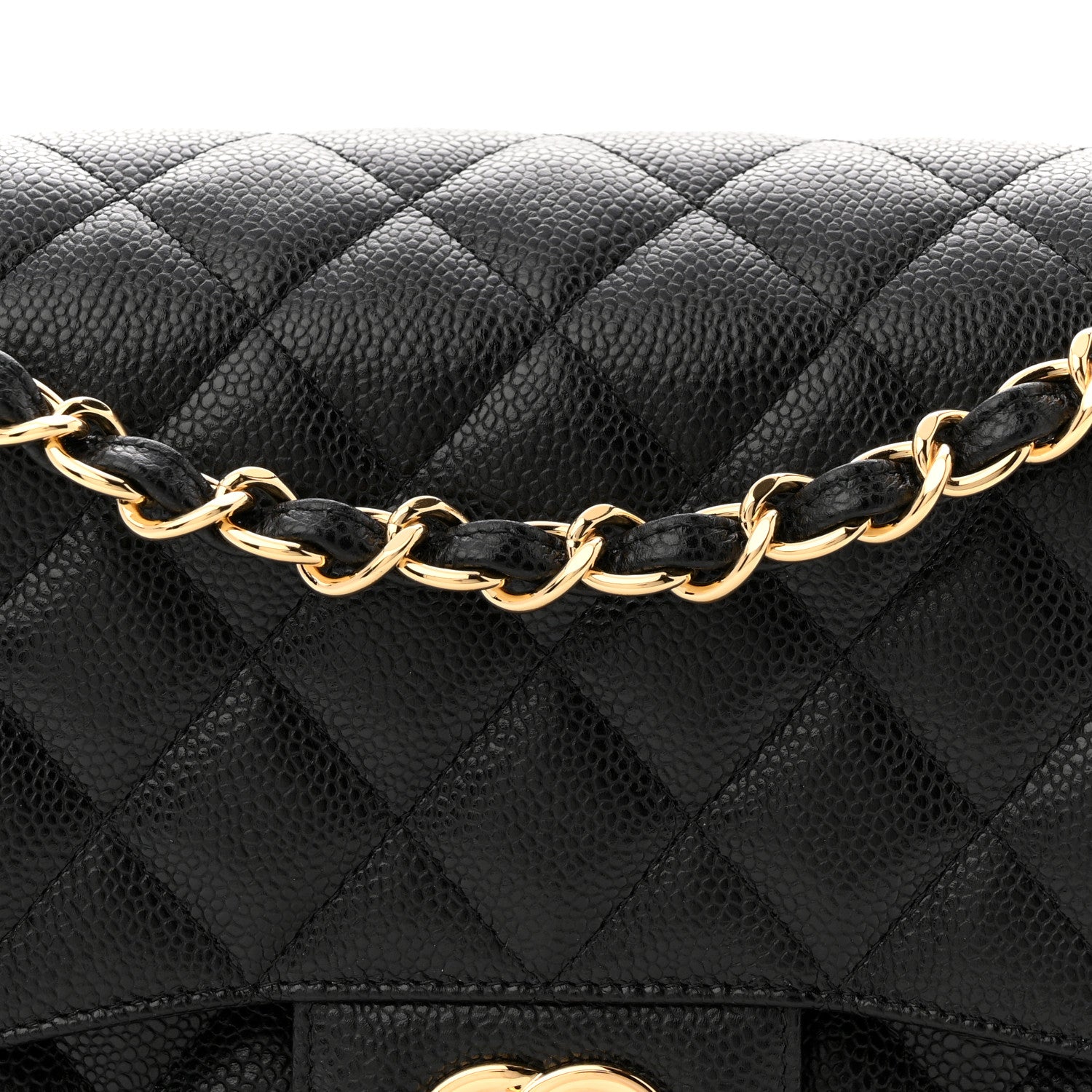 Caviar Quilted Jumbo Double Flap Black