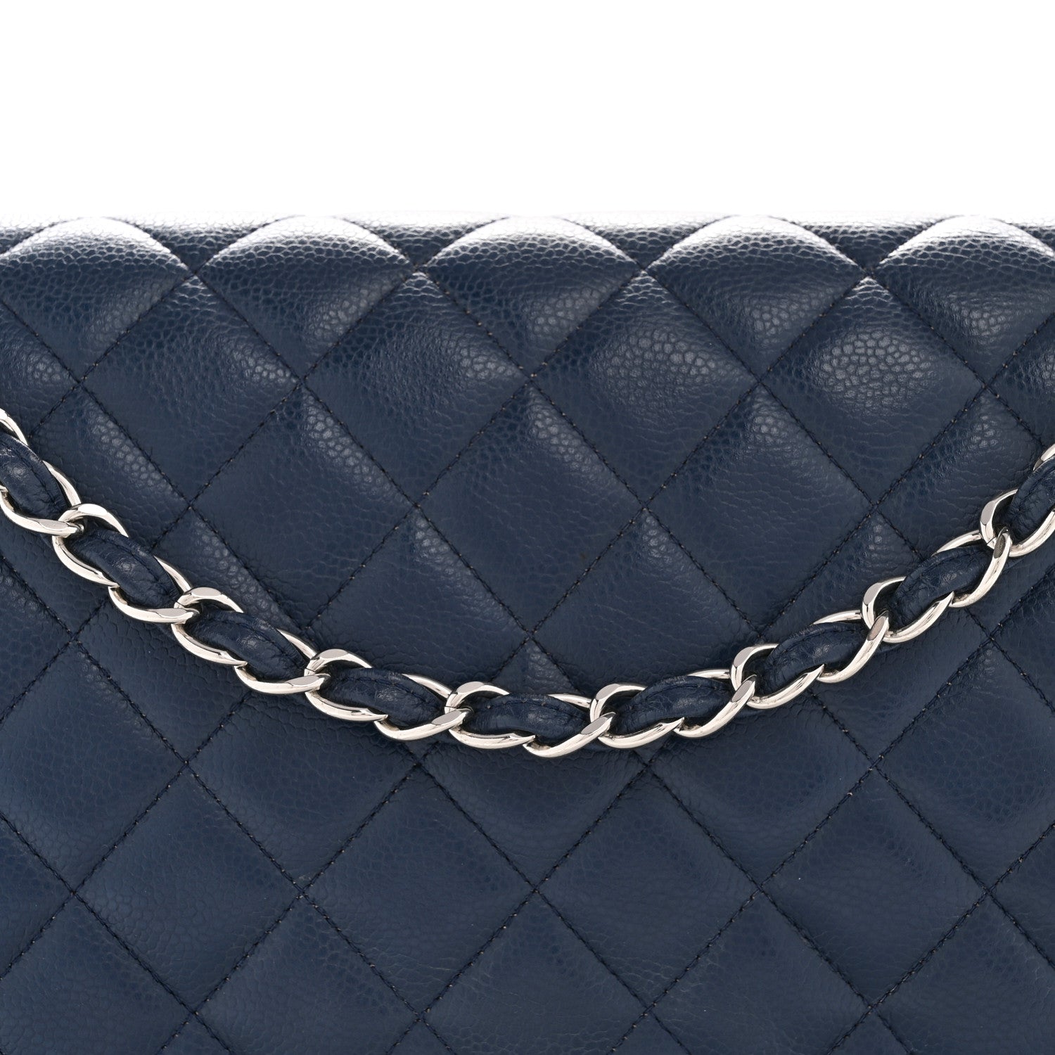 Caviar Quilted Maxi Double Flap Navy Blue