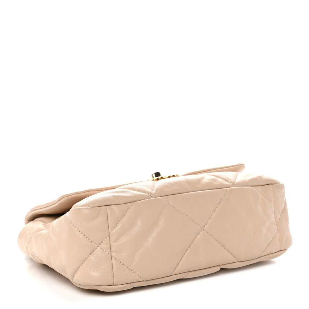 Lambskin Quilted Medium Chanel 19 Flap Beige