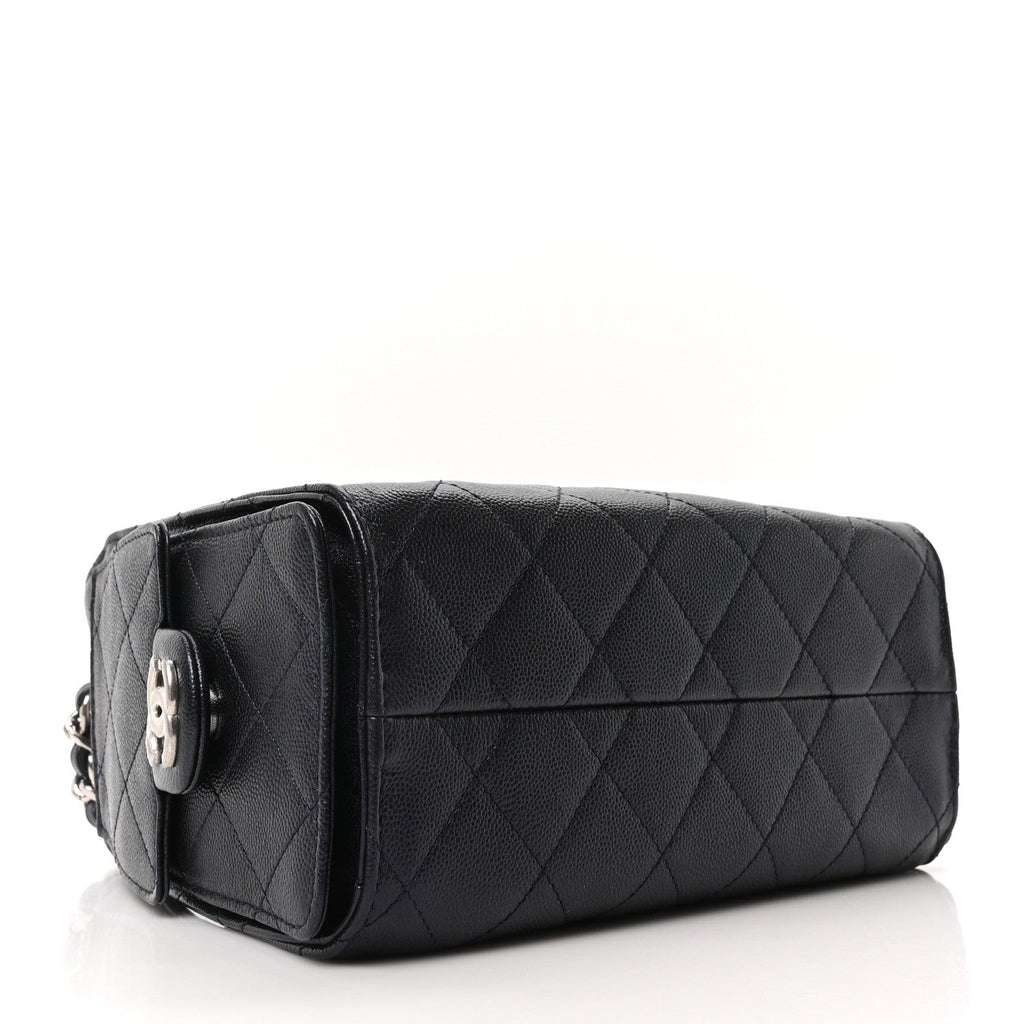Metallic Caviar Quilted Mini Chanel 25 Handbag Dark Blue