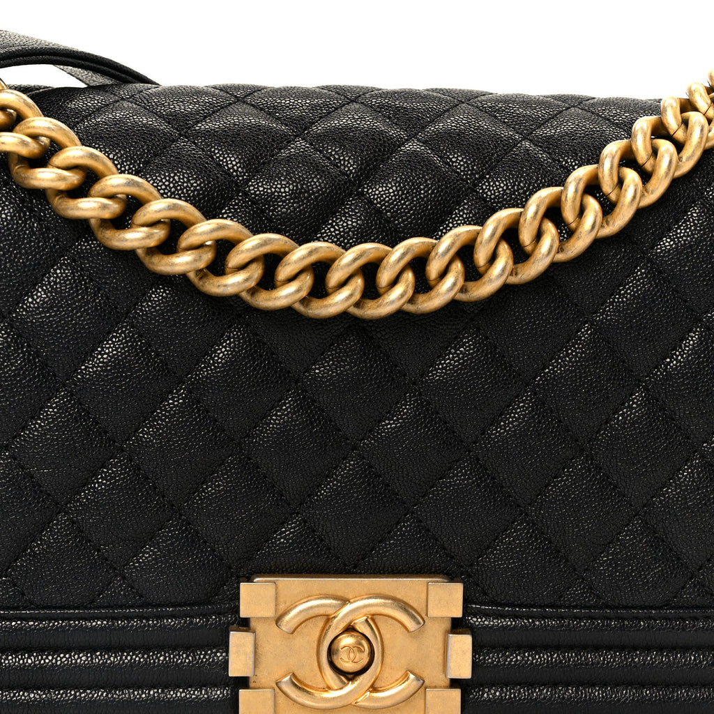 Caviar Quilted Medium Boy Flap Navy