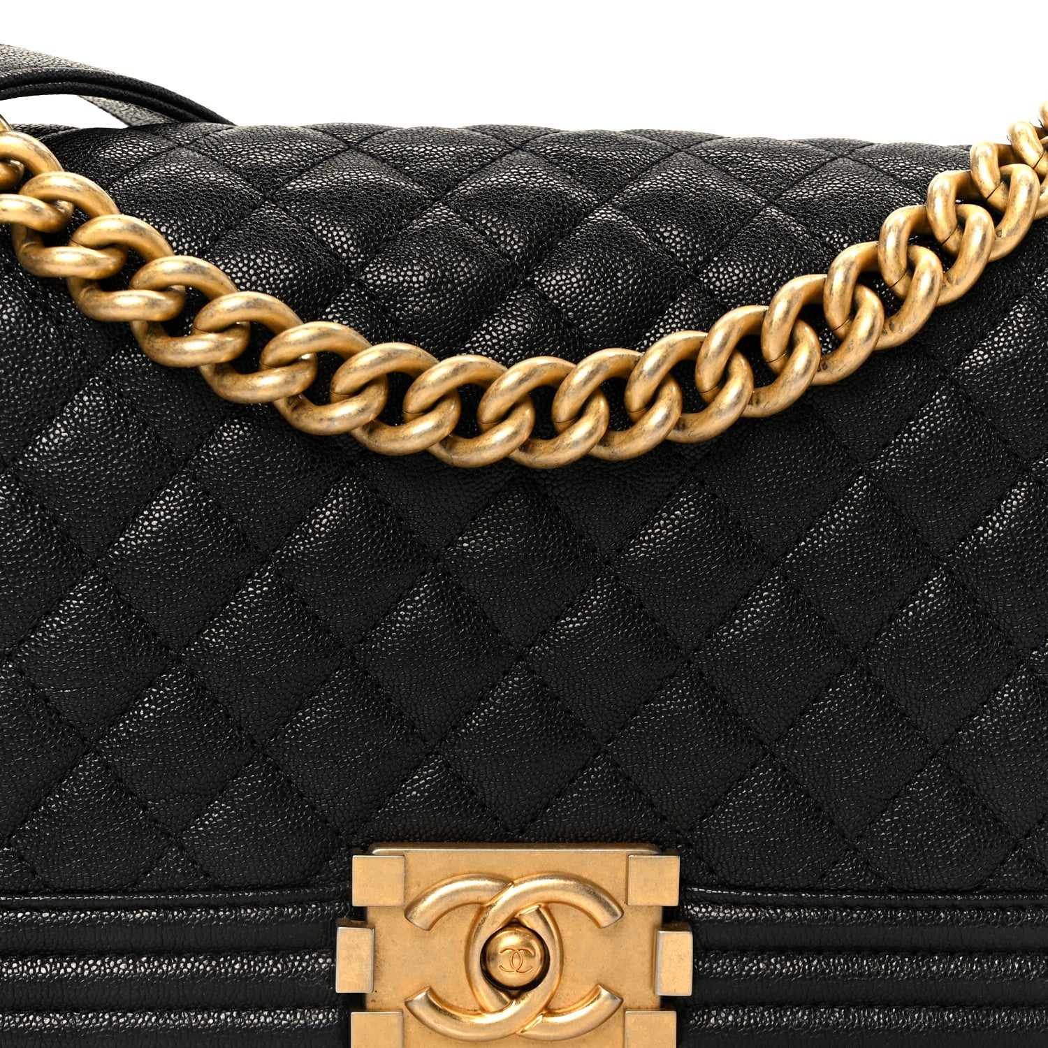 Caviar Quilted Medium Boy Flap Navy