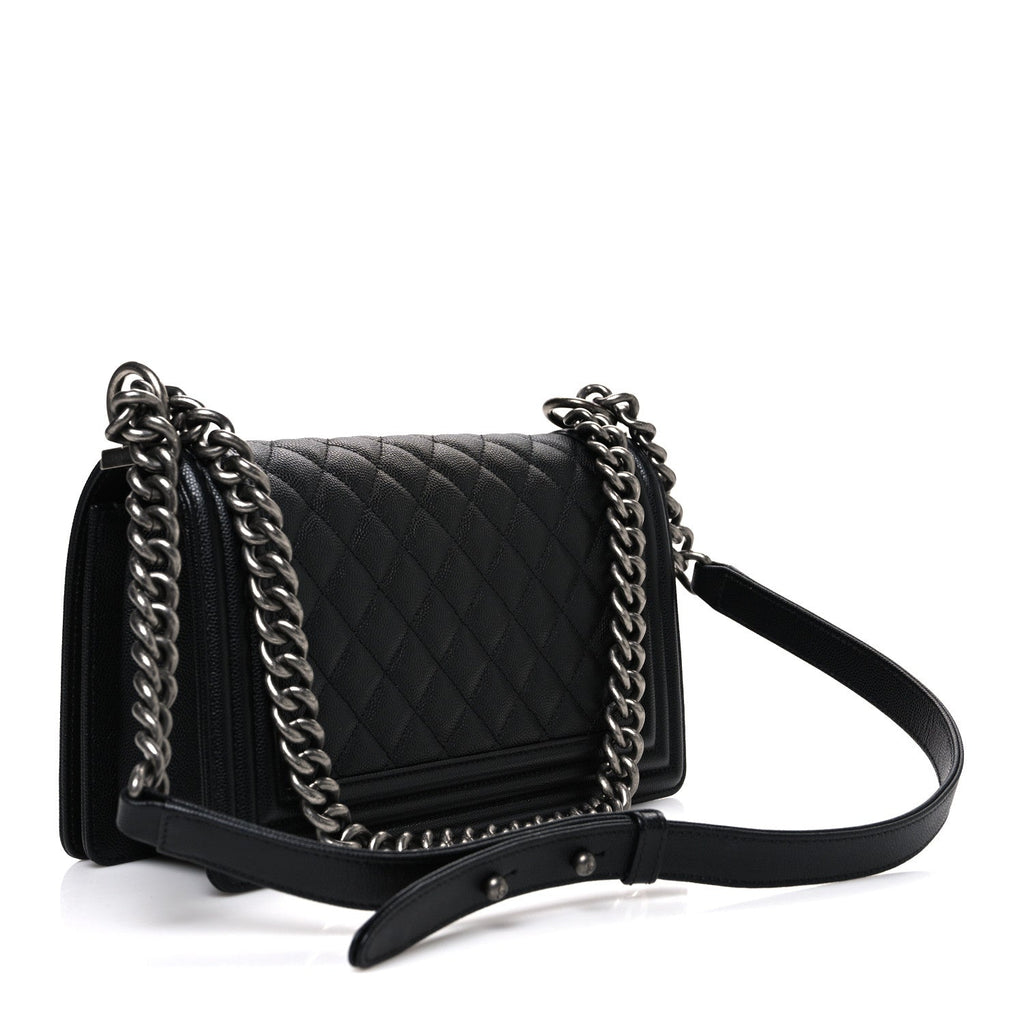 Caviar Quilted Medium Boy Flap Black