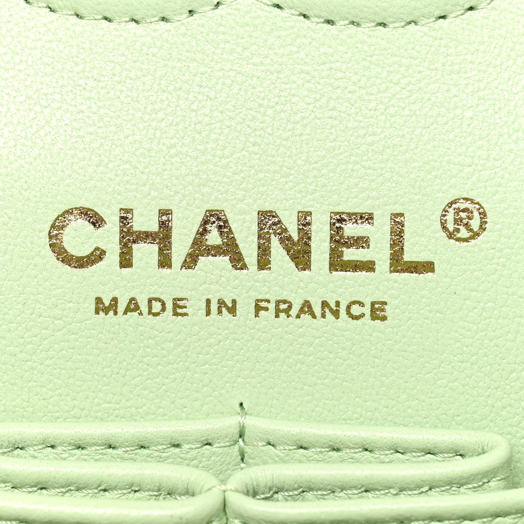 Caviar Quilted Small Double Flap Light Green