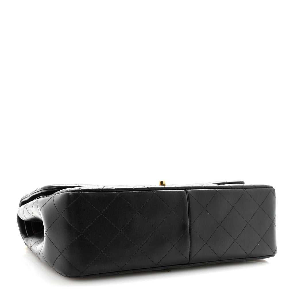 Lambskin Quilted Jumbo Double Flap Black