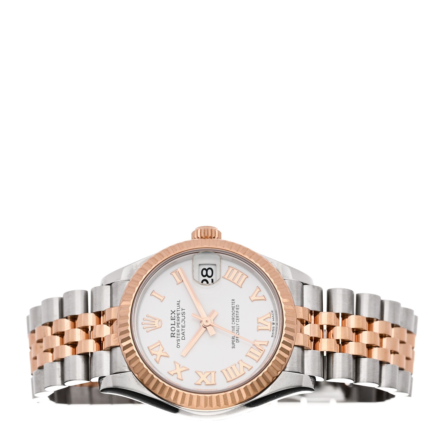 Stainless Steel 18K Everose Gold 31mm Oyster Perpetual Datejust Watch White Roman 278271