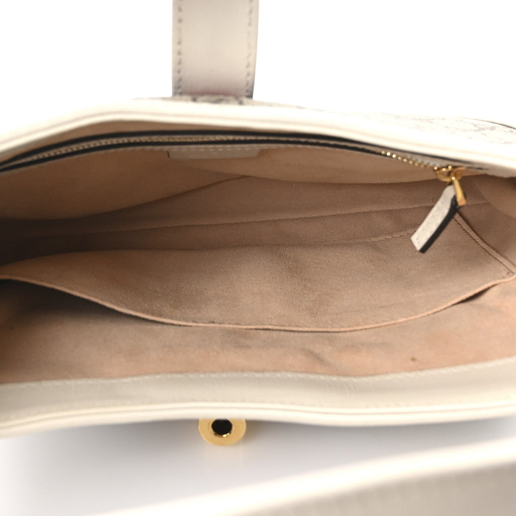 GG Supreme Monogram Azalea Calfskin Web Small Jackie 1961 Hobo Beige Ebony Mystic White