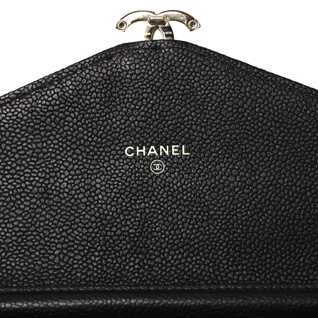 Grained Calfskin Quilted Cuba Wallet On Chain WOC Black