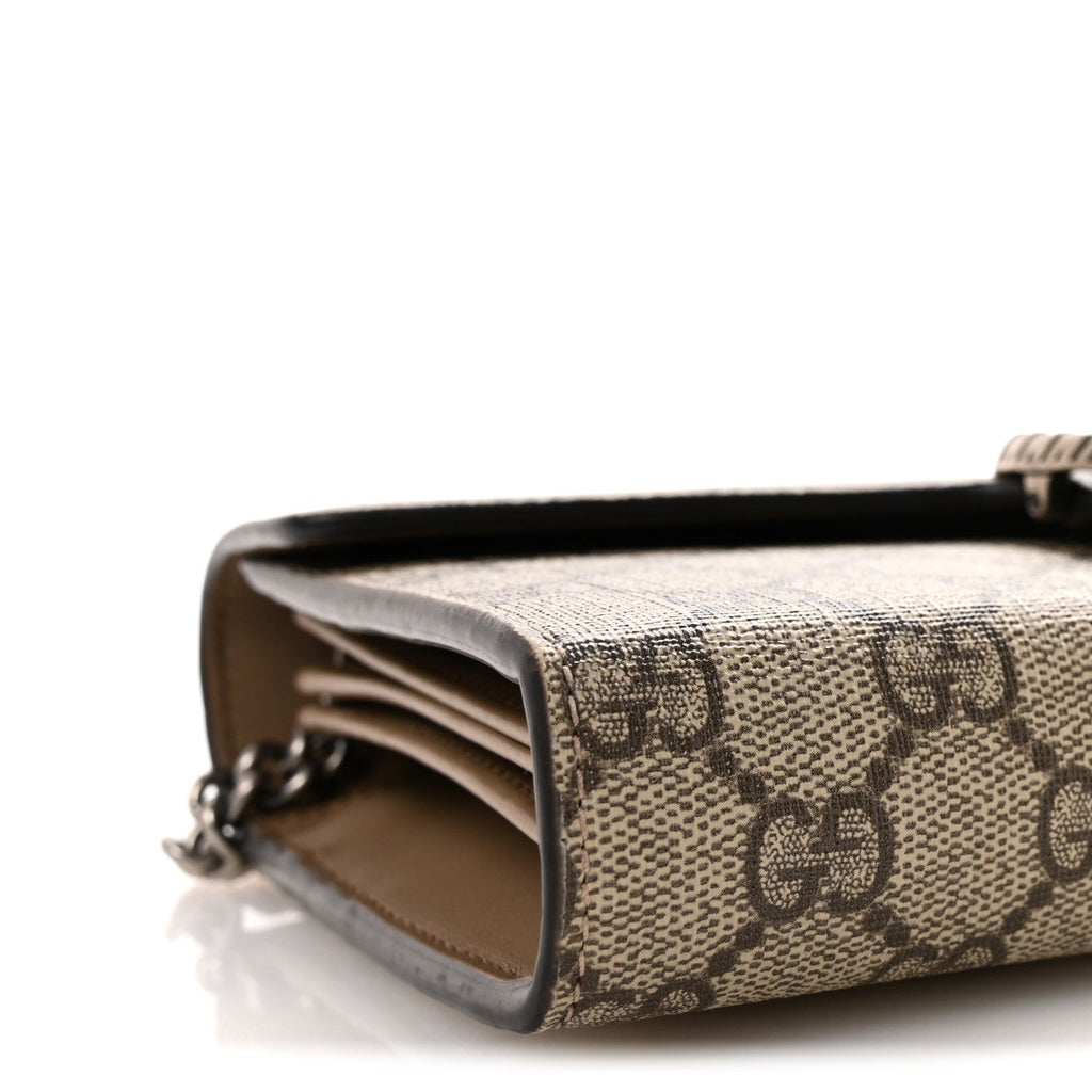 GG Supreme Monogram Mini Dionysus Chain Wallet Beige Taupe