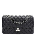 Caviar Quilted Medium Double Flap Navy