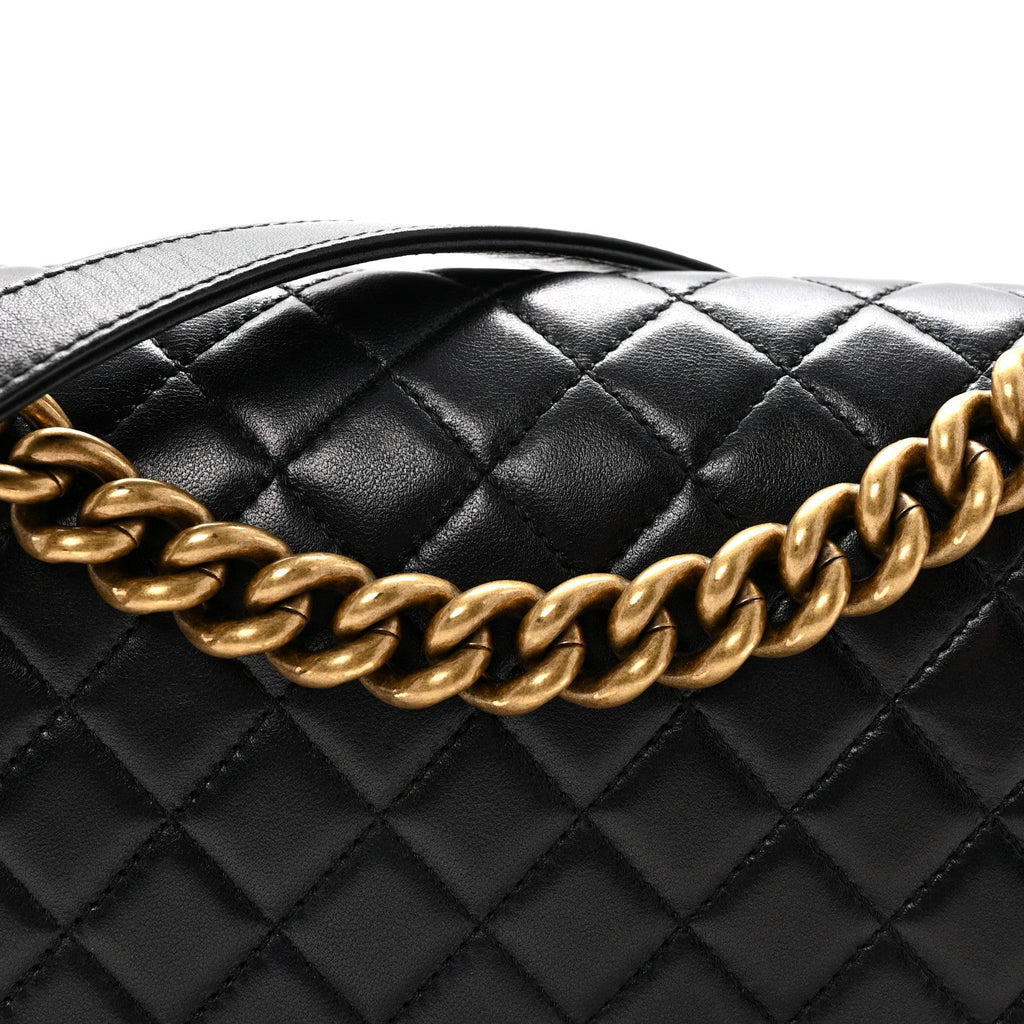 Lambskin Quilted Medium Boy Flap Black