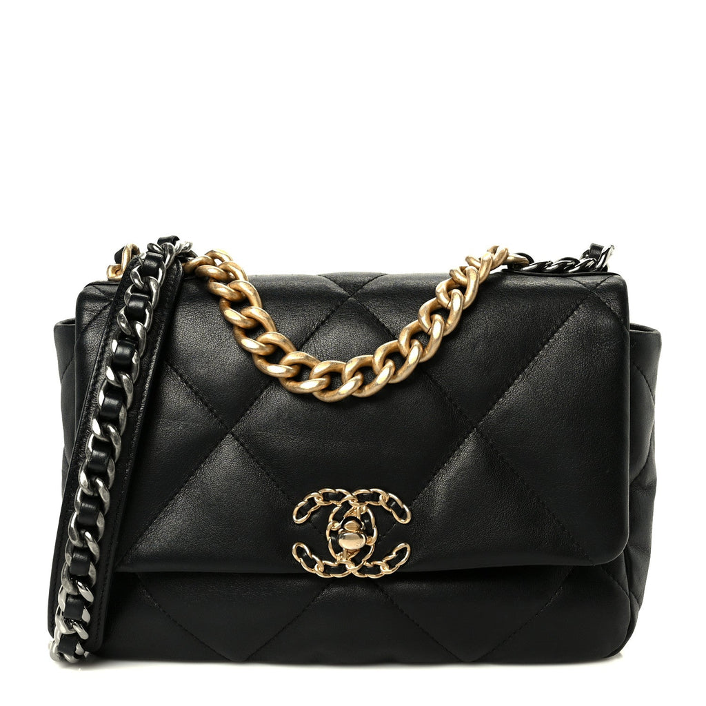 Lambskin Quilted Medium Chanel 19 Flap Black