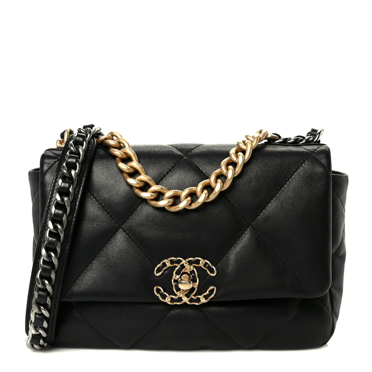 Lambskin Quilted Medium Chanel 19 Flap Black