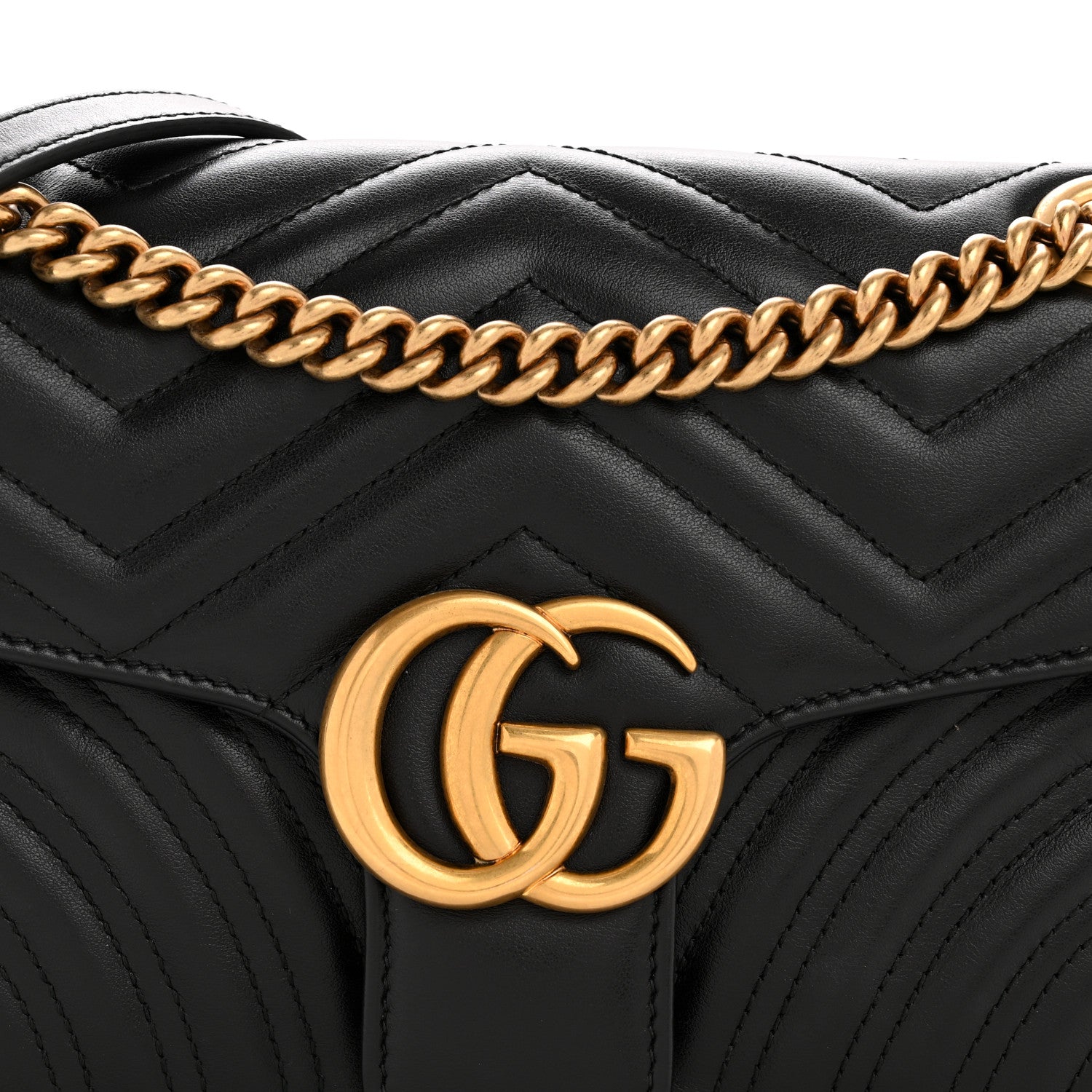 Calfskin Matelasse Small GG Marmont Shoulder Bag Black