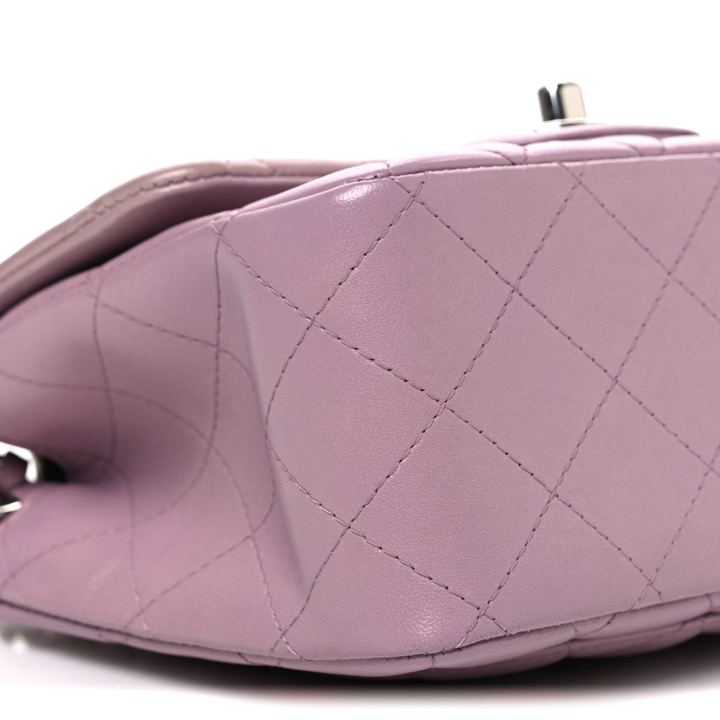 Lambskin Quilted Mini Square Flap Purple