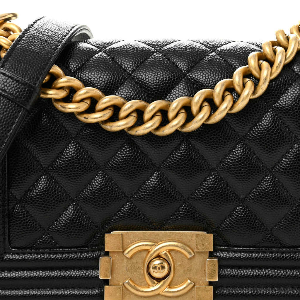 Caviar Quilted Small Boy Flap Black