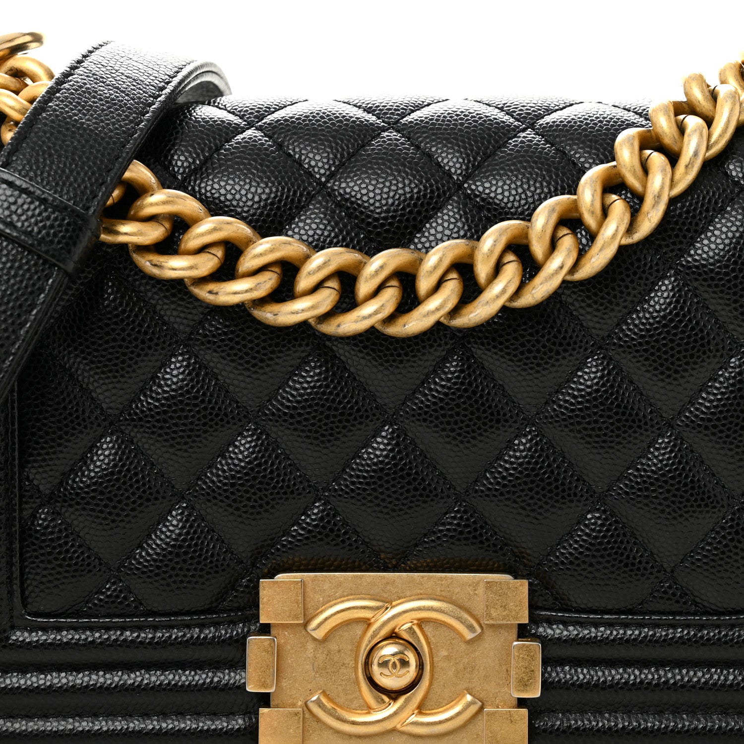 Caviar Quilted Small Boy Flap Black