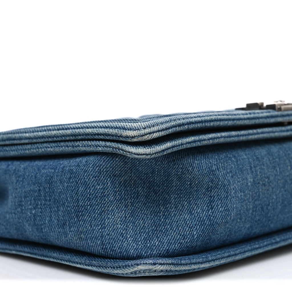 Denim Quilted Large Boy Flap Blue