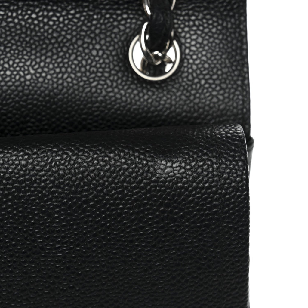 Caviar Quilted Jumbo Double Flap Black