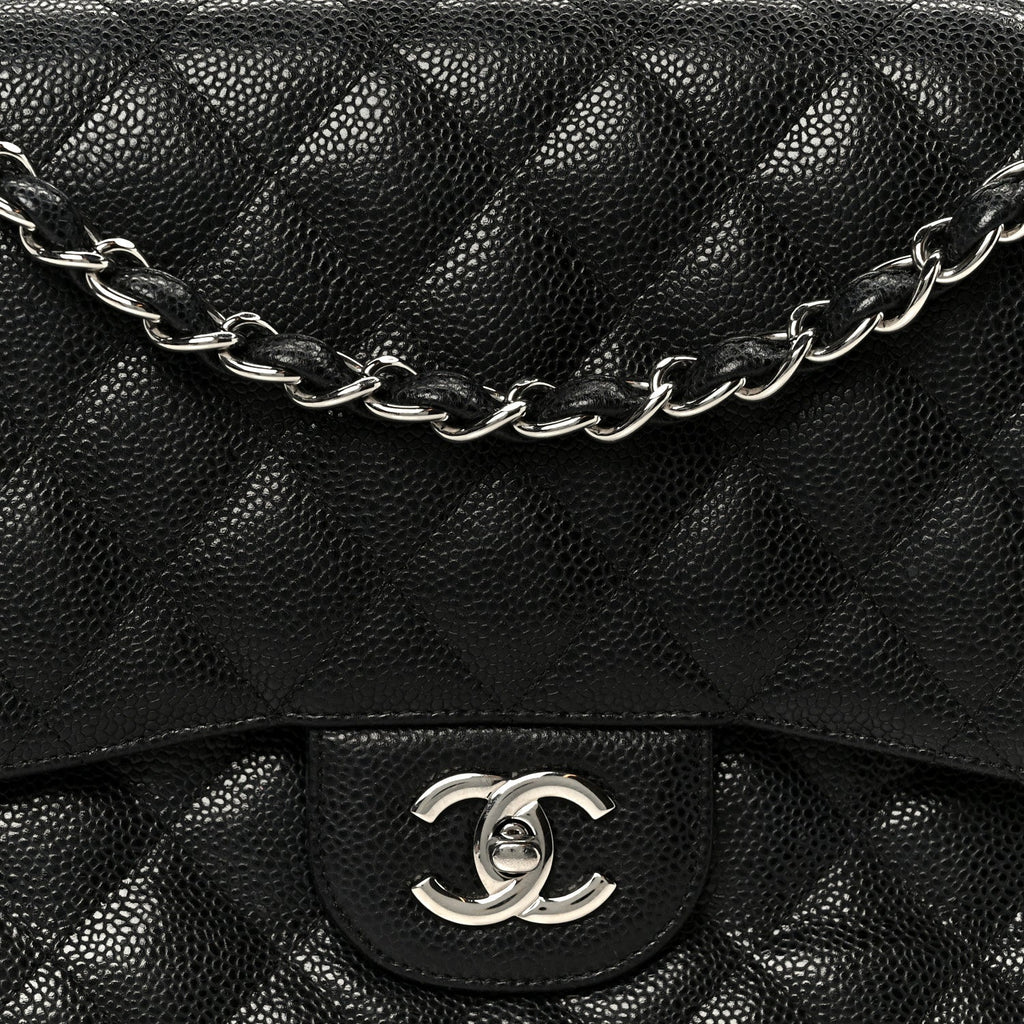 Caviar Quilted Jumbo Double Flap Black