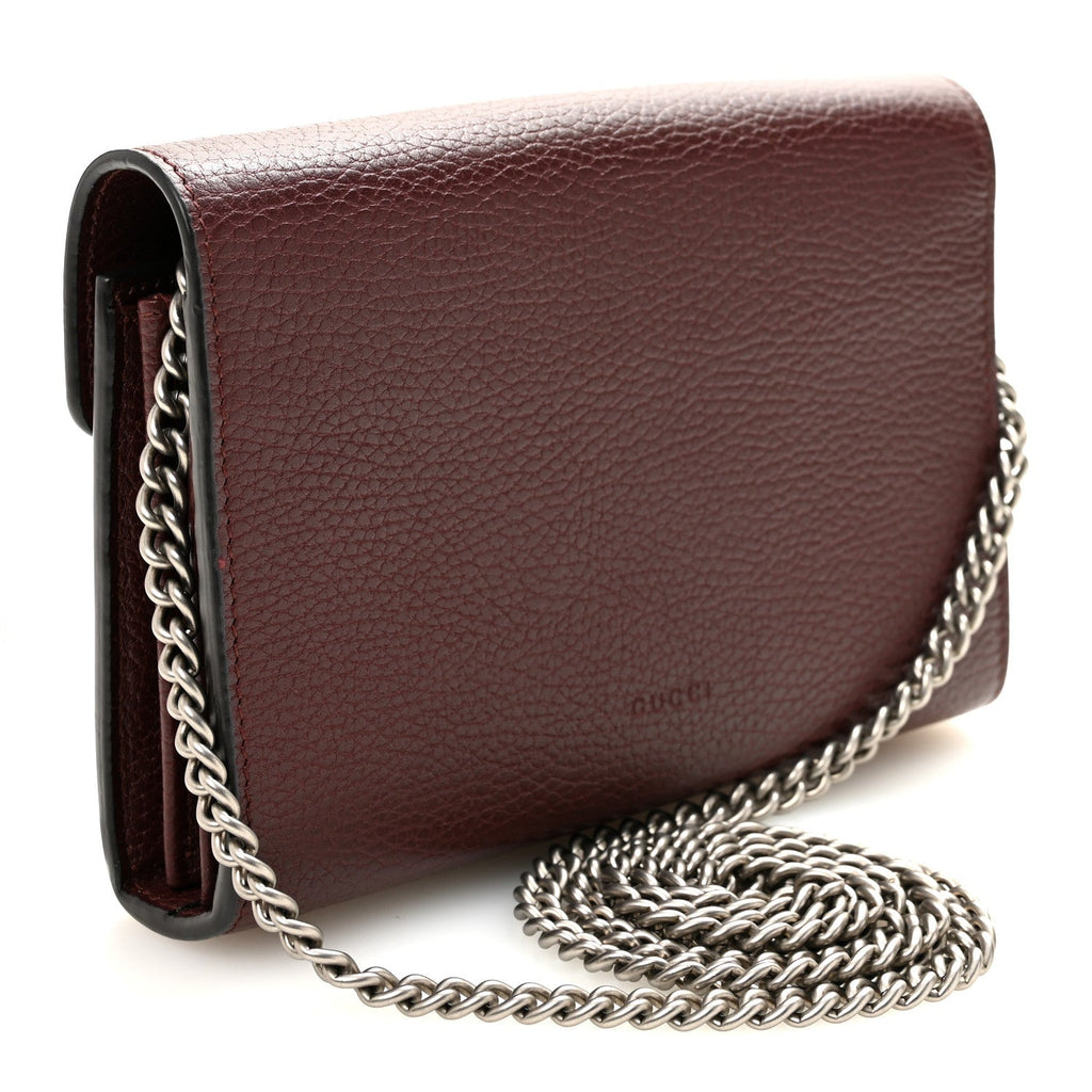 Dollar Calfskin Crystal Mini Dionysus Chain Wallet Vintage Bordeaux