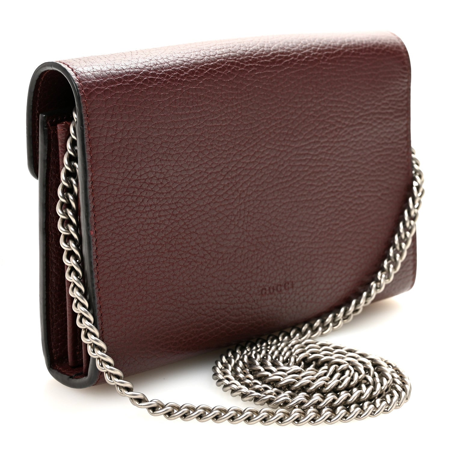 Dollar Calfskin Crystal Mini Dionysus Chain Wallet Vintage Bordeaux