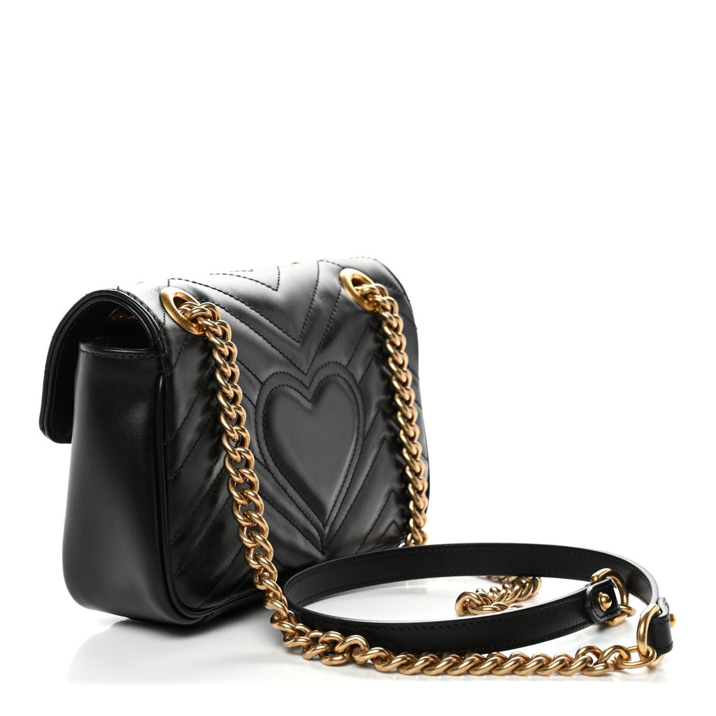Calfskin Matelasse Mini GG Marmont Shoulder Bag Black