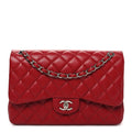 Caviar Quilted Jumbo Double Flap Dark Red